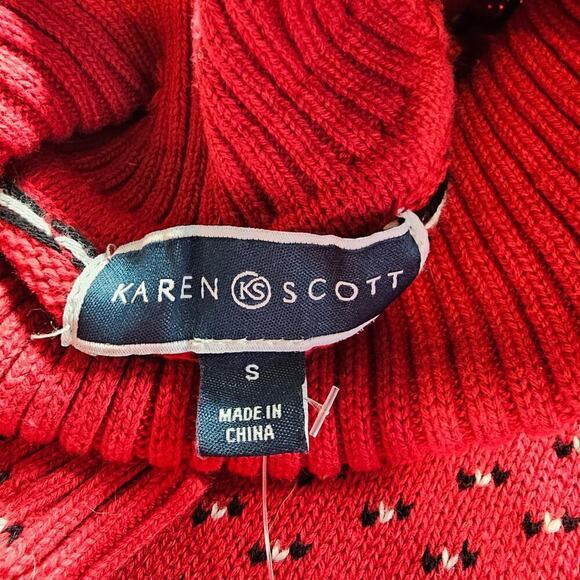 Karen Scott Sweater Womens Small Red Knit Turtleneck Soft Cozy Pull Over Cotton - Picture 7 of 8
